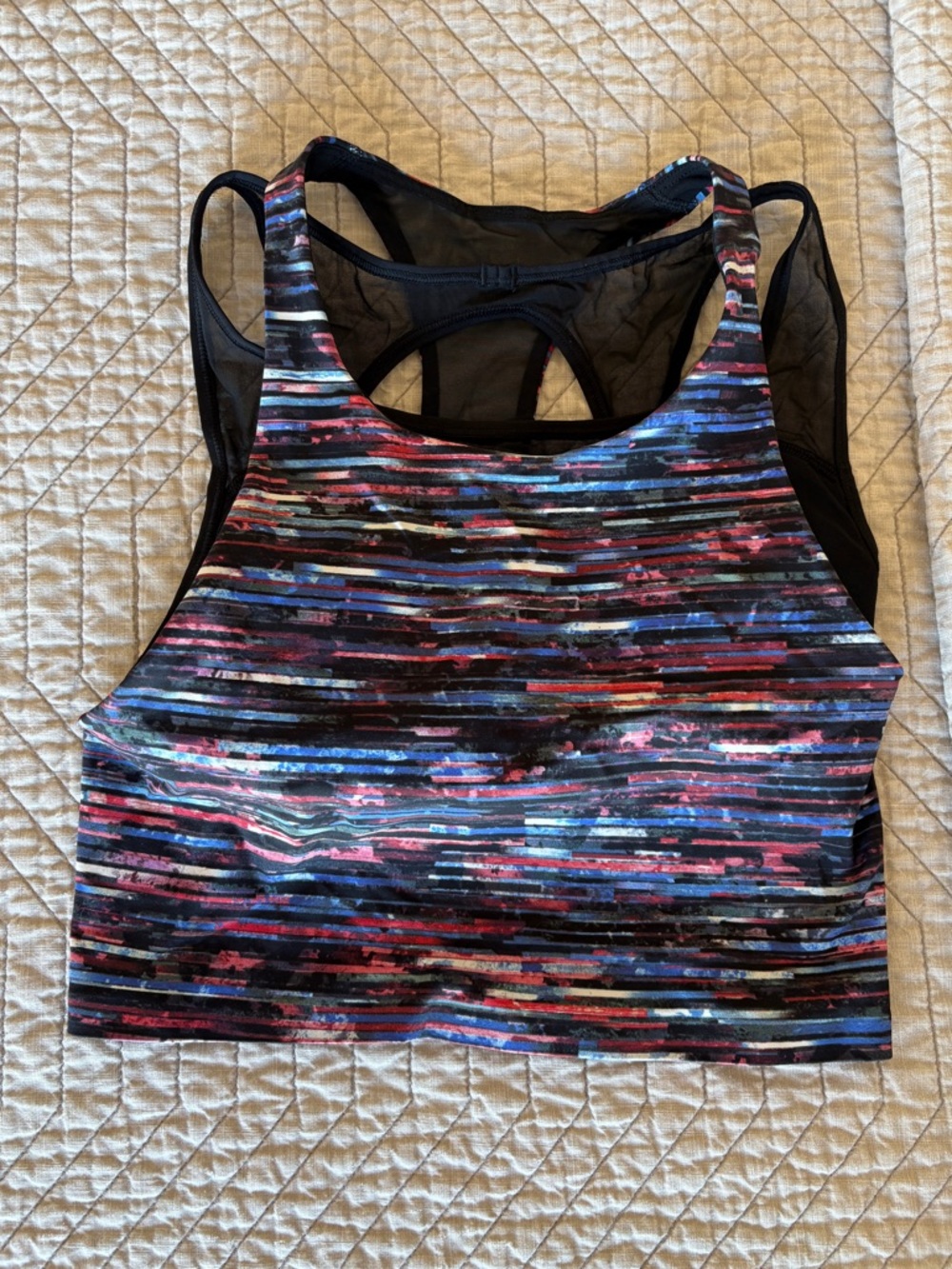 Lululemon multi-colour stripe High-Neck Strappy Sports Bra -  crop top